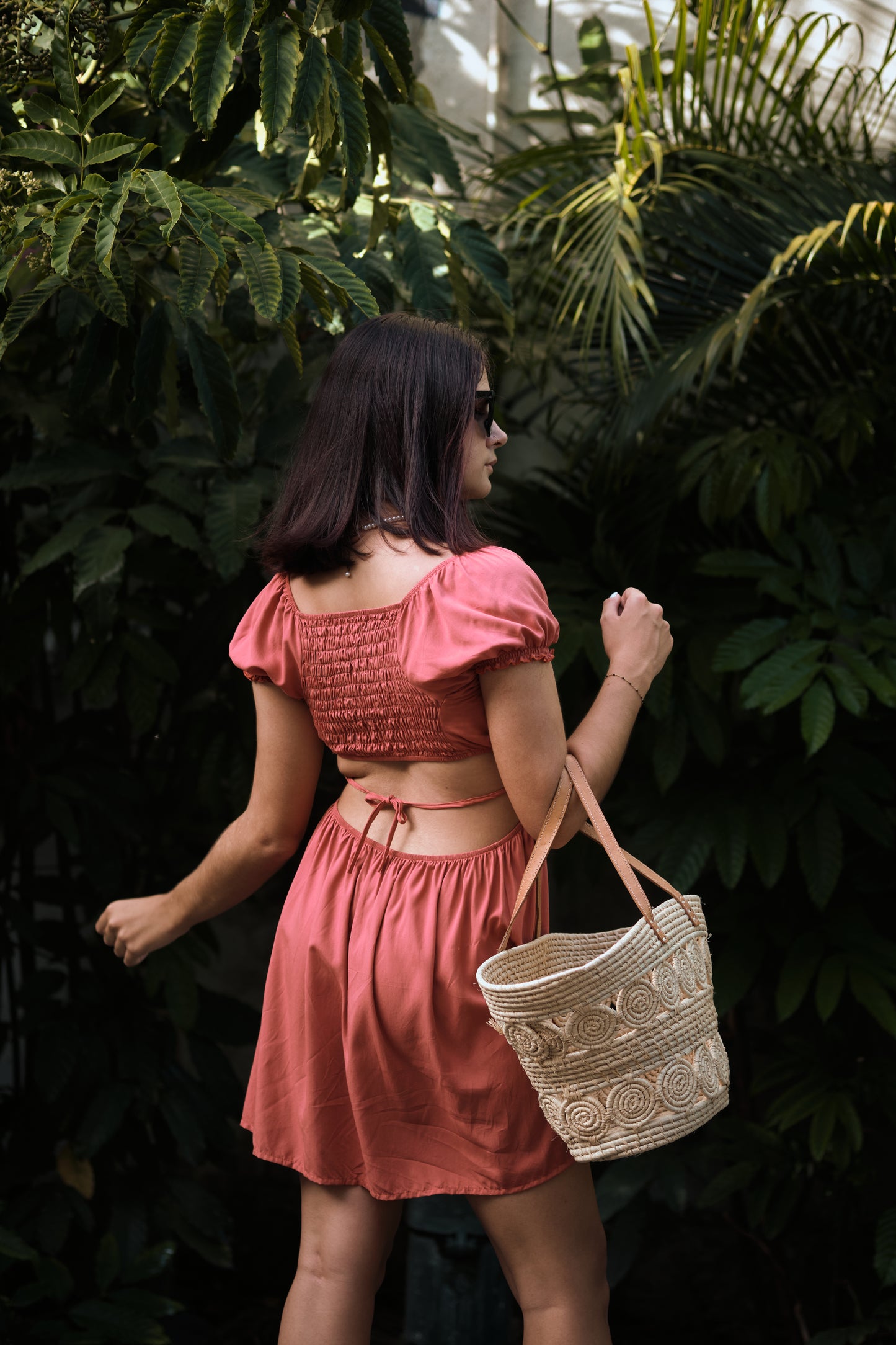 Robe courte bohème Terracotta Élégance TAILLE UNIQUE