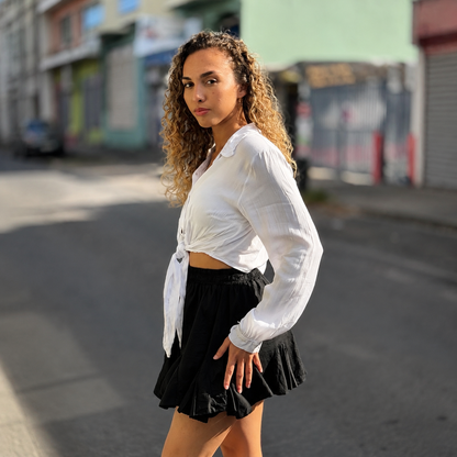 Chemise crop à nouer
